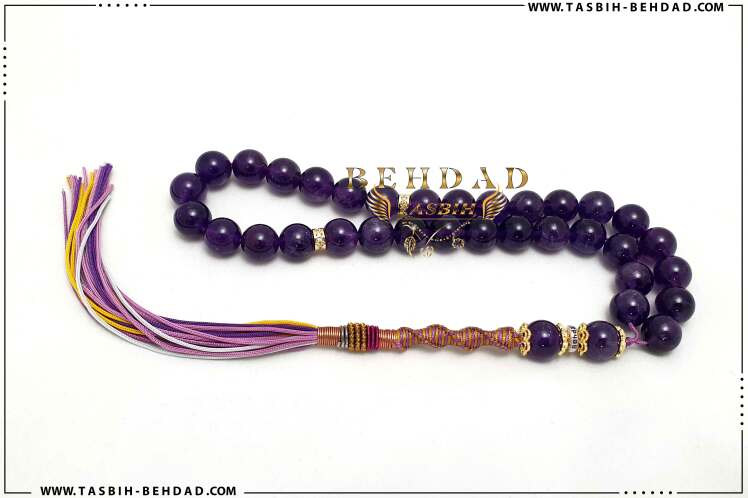 تسبیح آمیتیست معدنی اعلاء و با کیفیت 33 عددی