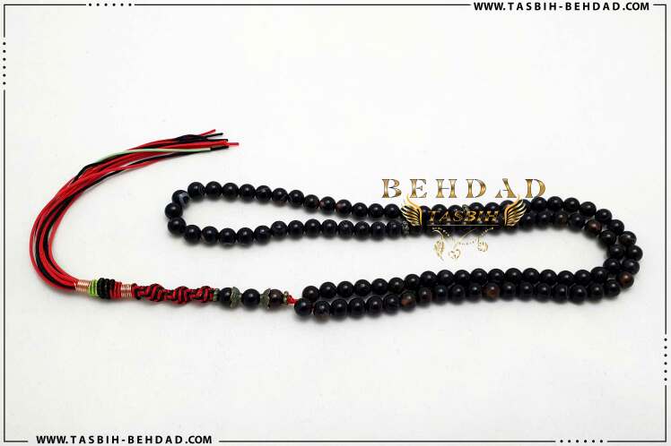 تسبیح عقیق سلیمانی سیاه ، قواره گردنی ، جذاب و پُر انرژی